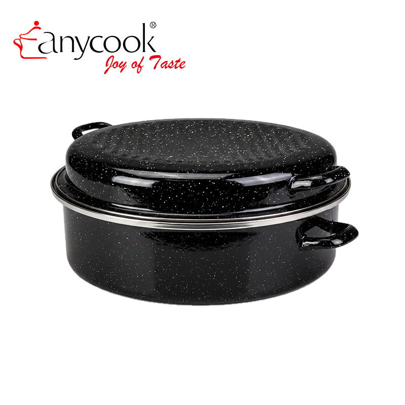 0.8mm High Quality Enamel Coated Turkey Round Carbon Steel Grill Roasting Pan Roasting