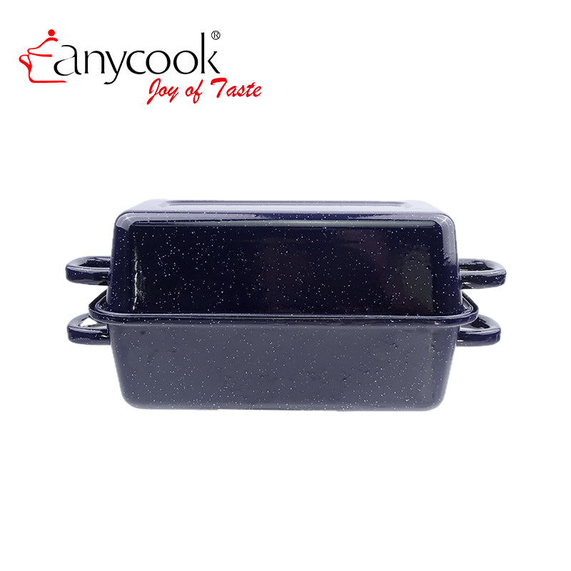 Rectangular Enamel Pullman Bread Pan with Lid Carbon Steel Loaf Pan Double Handles Bread Baking Pan Toast Mold 26×13×14cm