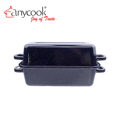 Rectangular Enamel Pullman Bread Pan with Lid Carbon Steel Loaf Pan Double Handles Bread Baking Pan Toast Mold 26×13×14cm
