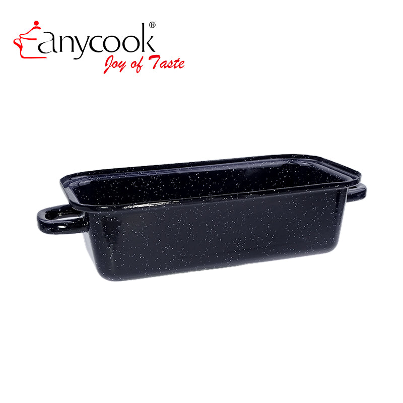 Rectangular Enamel Pullman Bread Pan with Lid Carbon Steel Loaf Pan Double Handles Bread Baking Pan Toast Mold 26×13×14cm