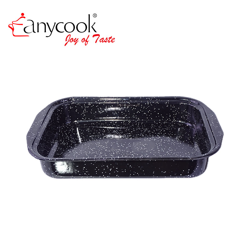 Rectangular Enamel Baking Pan with Lid Carbon Steel Roasting Pan Oven Safe 33.4*23.2*6.2cm
