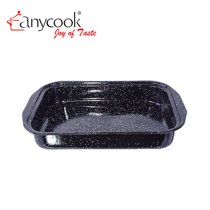Rectangular Enamel Baking Pan with Lid Carbon Steel Roasting Pan Oven Safe 33.4*23.2*6.2cm
