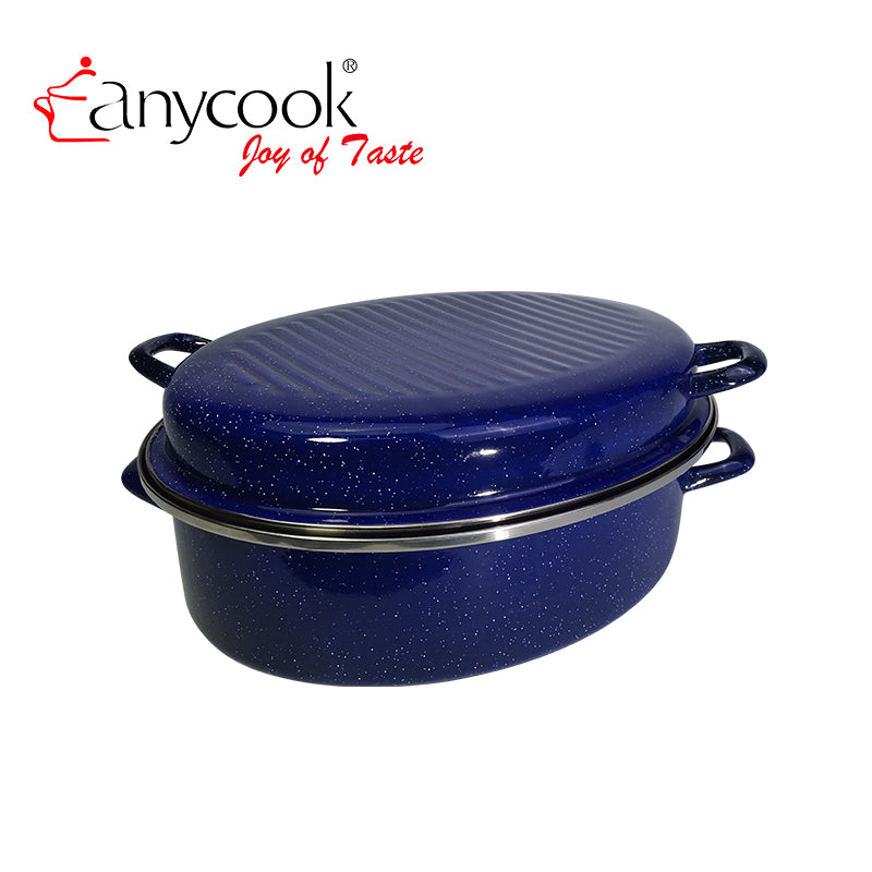 0.8mm High Quality Enamel Coated Turkey Round Carbon Steel Grill Roasting Pan Roasting