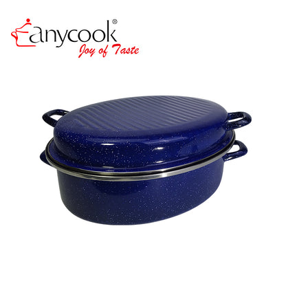 0.8mm High Quality Enamel Coated Turkey Round Carbon Steel Grill Roasting Pan Roasting