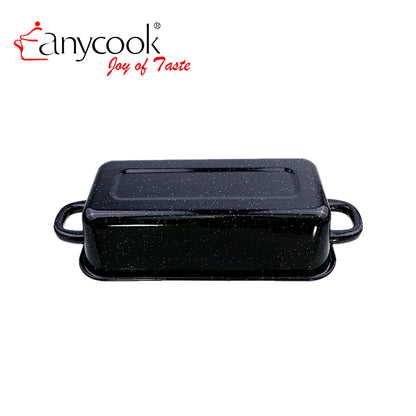 Rectangular Enamel Pullman Bread Pan with Lid Carbon Steel Loaf Pan Double Handles Bread Baking Pan Toast Mold 26×13×14cm