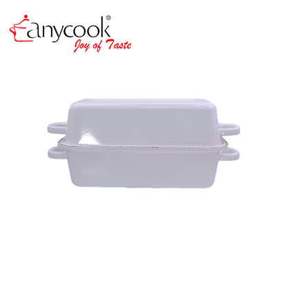 Rectangular Enamel Pullman Bread Pan with Lid Carbon Steel Loaf Pan Double Handles Bread Baking Pan Toast Mold 26×13×14cm