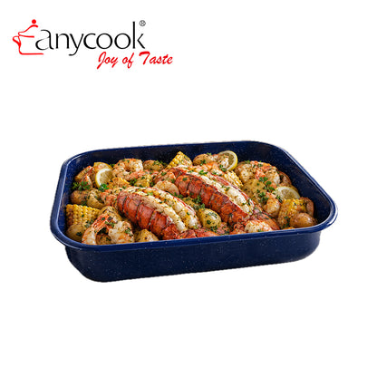 13/15/17 Inch 3pcs Enamel Baking Pan Set Rectangular Roasting Tray Deep Oven Bakeware Carbon Steel Enamelware