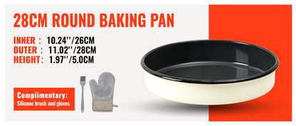 Enamel Roasting & Baking Pan Round Deep Cake Pans for Turkey Pizza Casseroles Desserts Oven & Dishwasher Safe up to 932F Thanksgiving Holiday Gifts & Baking Dishes. Colors customizable.