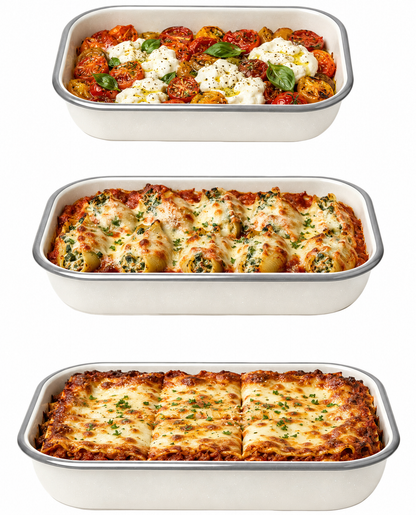13/15/17 Inch 3pcs Enamel Baking Pan Set Rectangular Roasting Tray Deep Oven Bakeware Carbon Steel Enamelware